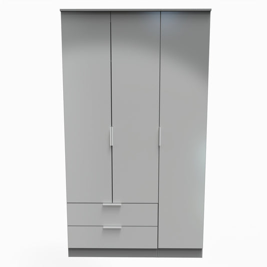 Plymouth Tall Wardrobe Grey 1 Shelf 2 Drawers 111cm