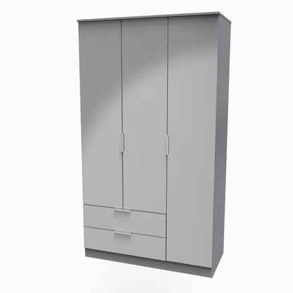 Plymouth Tall Wardrobe Grey 1 Shelf 2 Drawers 111cm
