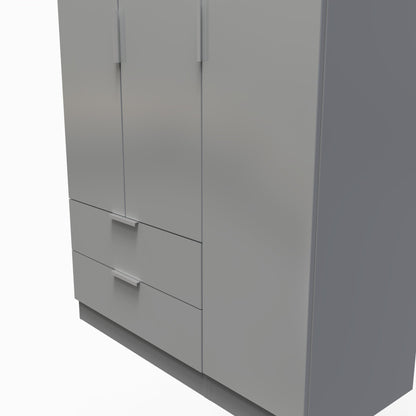 Plymouth Tall Wardrobe Grey 1 Shelf 2 Drawers 111cm