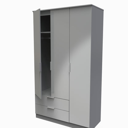 Plymouth Tall Wardrobe Grey 1 Shelf 2 Drawers 111cm
