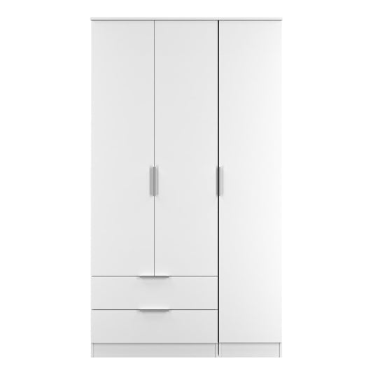 Plymouth Tall Wardrobe White 1 Shelf 2 Drawers 111cm