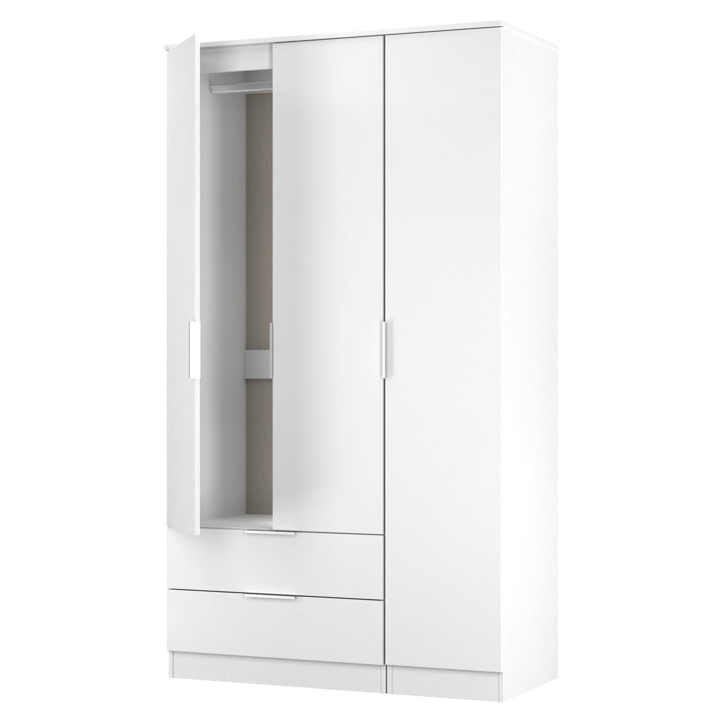 Plymouth Tall Wardrobe White 1 Shelf 2 Drawers 111cm