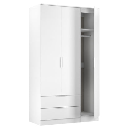 Plymouth Tall Wardrobe White 1 Shelf 2 Drawers 111cm