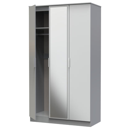 Plymouth Tall Mirror Wardrobe Grey 1 Shelf 111cm