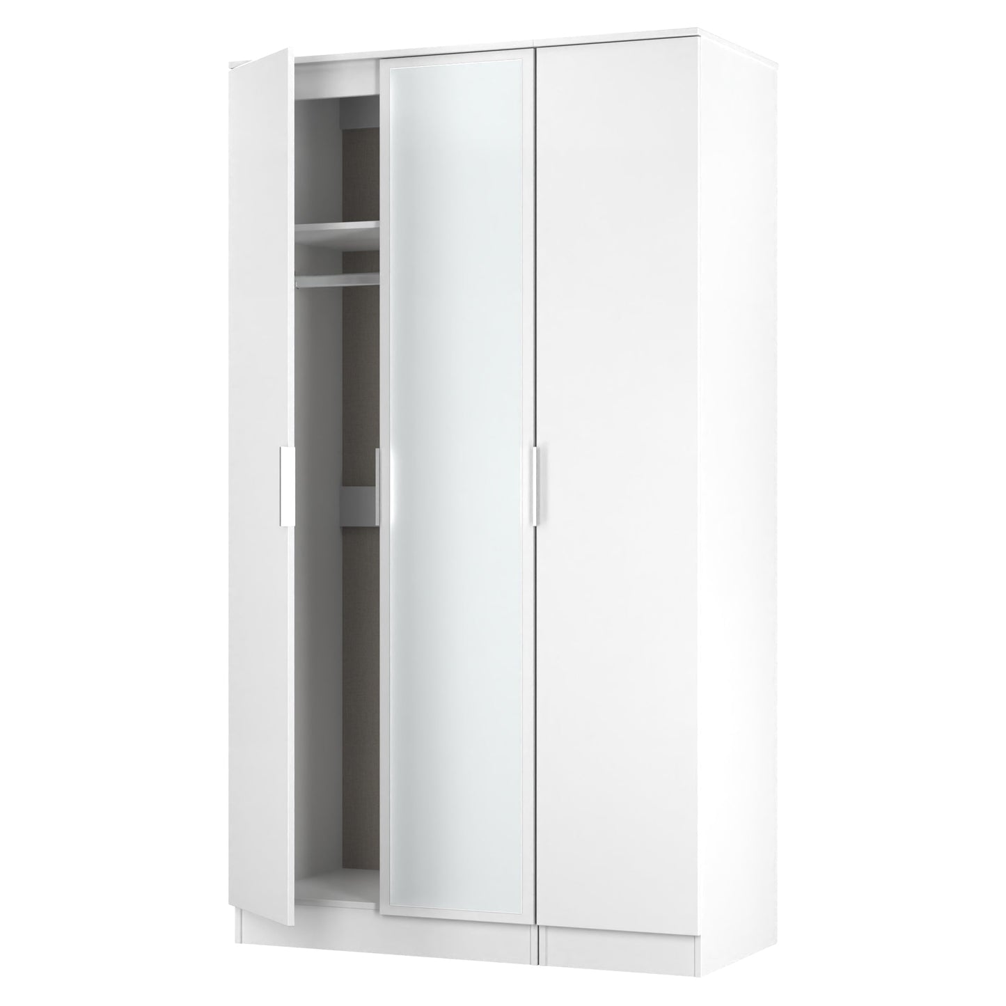 Plymouth Tall Mirror Wardrobe White 1 Shelf 111cm