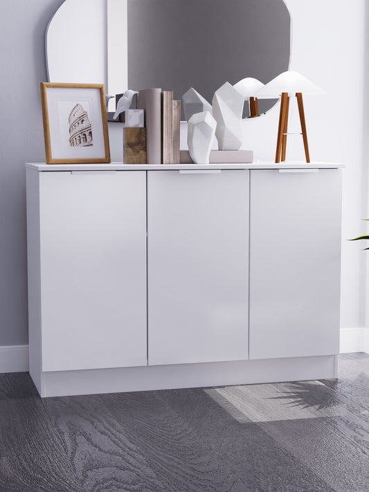 Plymouth Large Sideboard White 3 Doors 1 Shelf 110cm