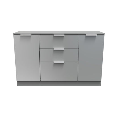 Plymouth Large Sideboard Grey 2 Doors 1 Shelf 3 Drawers 126cm