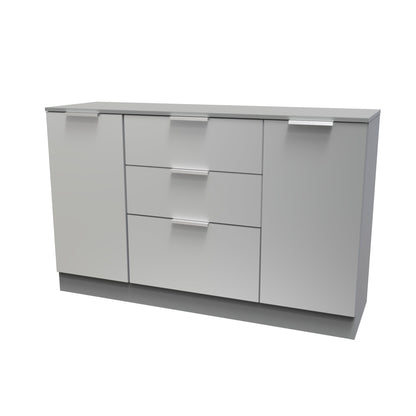 Plymouth Large Sideboard Grey 2 Doors 1 Shelf 3 Drawers 126cm