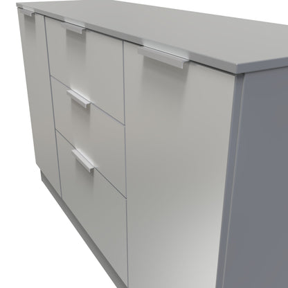 Plymouth Large Sideboard Grey 2 Doors 1 Shelf 3 Drawers 126cm