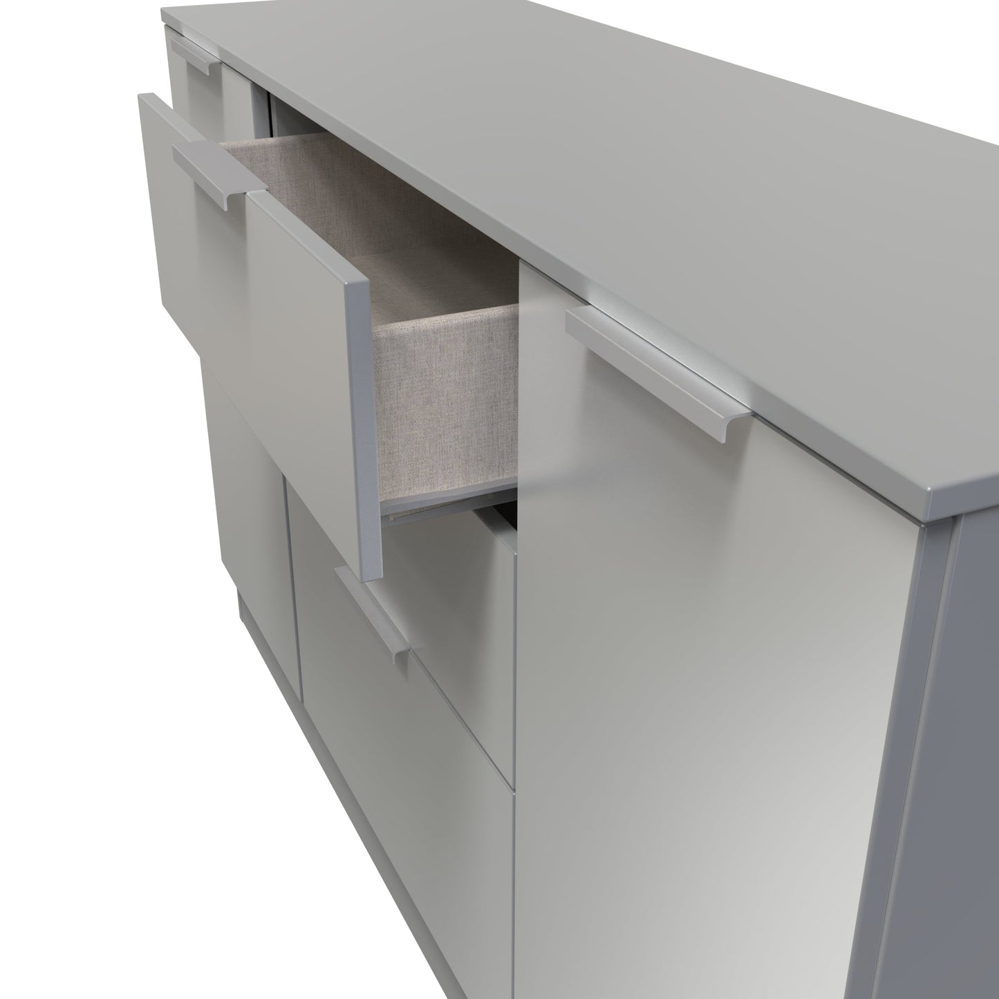 Plymouth Large Sideboard Grey 2 Doors 1 Shelf 3 Drawers 126cm