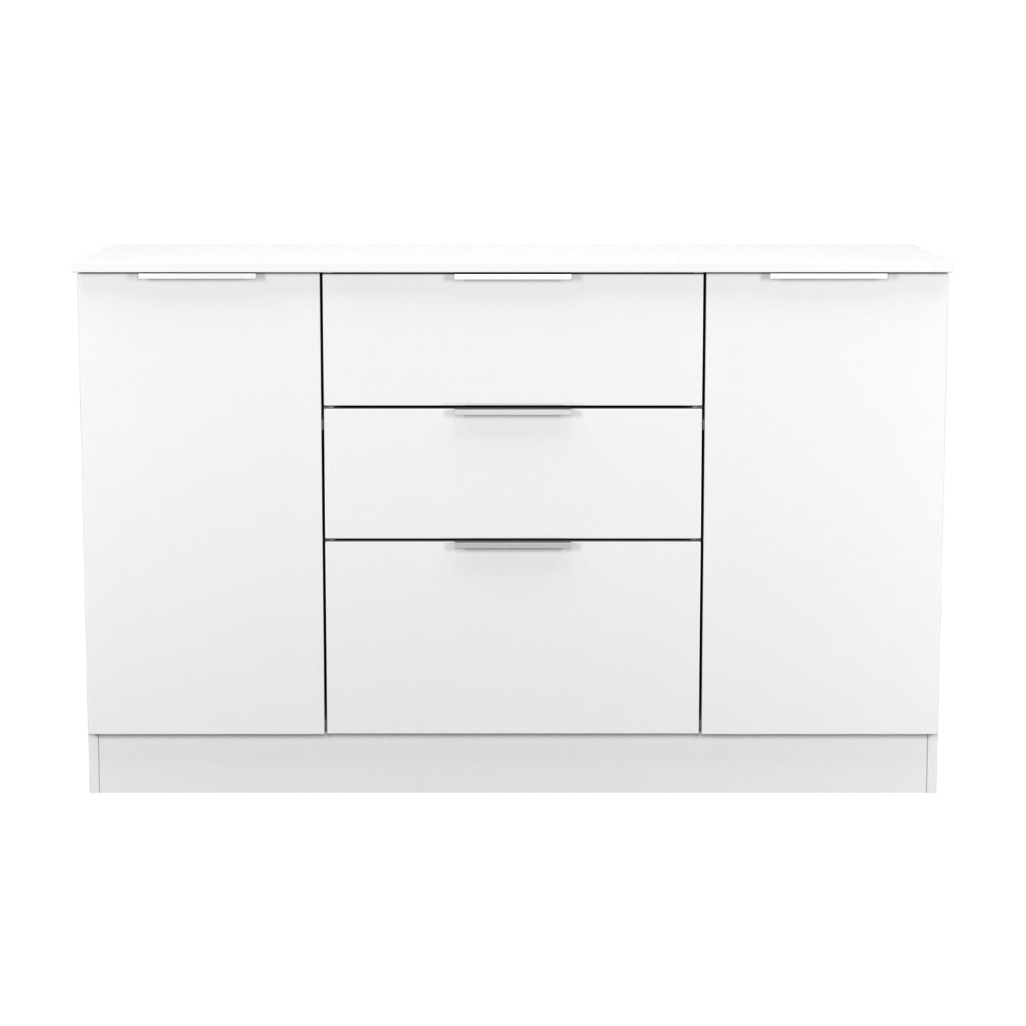Plymouth Large Sideboard White 2 Doors 1 Shelf 3 Drawers 126cm
