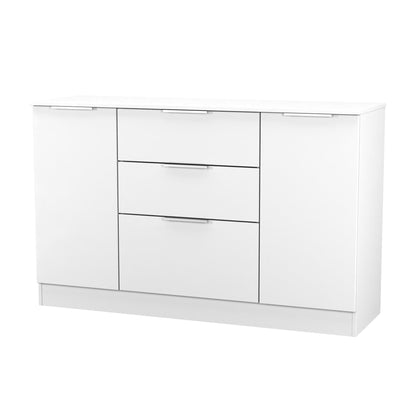 Plymouth Large Sideboard White 2 Doors 1 Shelf 3 Drawers 126cm