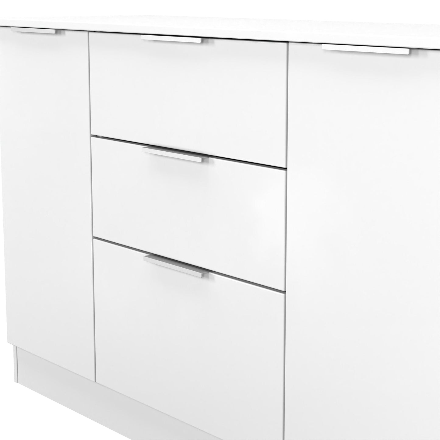 Plymouth Large Sideboard White 2 Doors 1 Shelf 3 Drawers 126cm