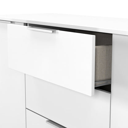 Plymouth Large Sideboard White 2 Doors 1 Shelf 3 Drawers 126cm