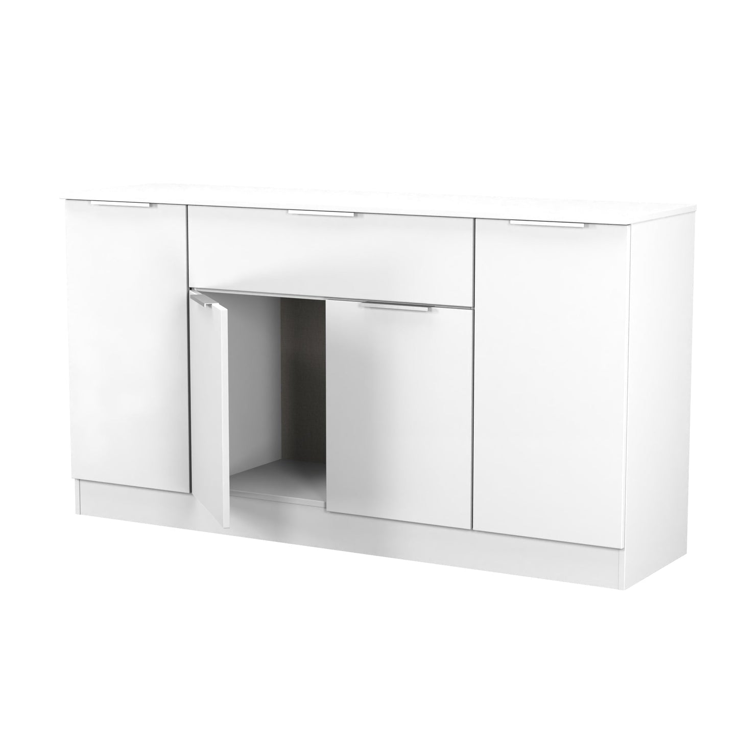 Plymouth Large Sideboard White 4 Doors 2 Shelves 1 Drawer 144cm