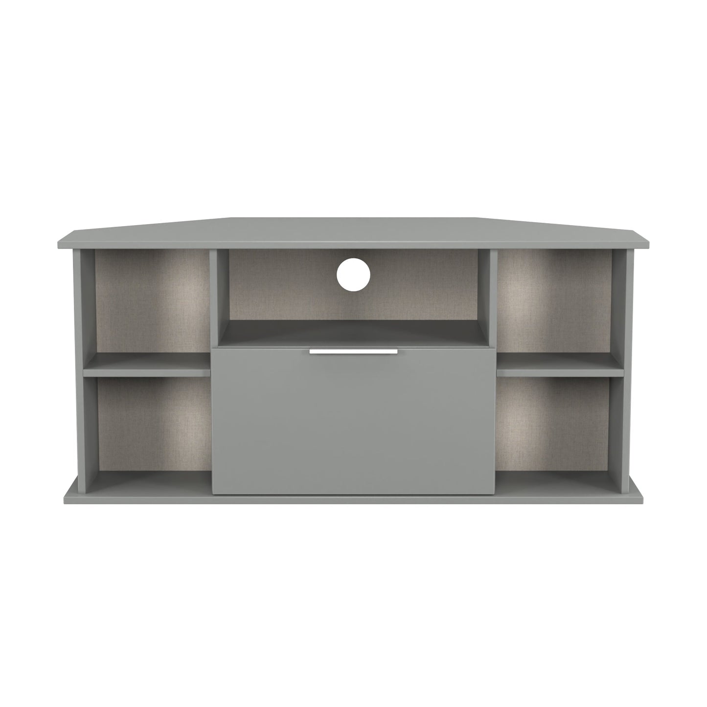 Plymouth Corner Corner TV Unit Grey 5 Shelves 1 Drawer 110cm
