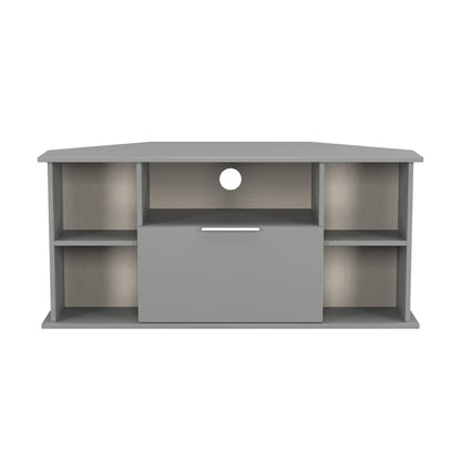 Plymouth Corner Corner TV Unit Grey 5 Shelves 1 Drawer 110cm