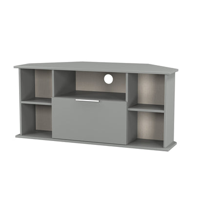 Plymouth Corner Corner TV Unit Grey 5 Shelves 1 Drawer 110cm