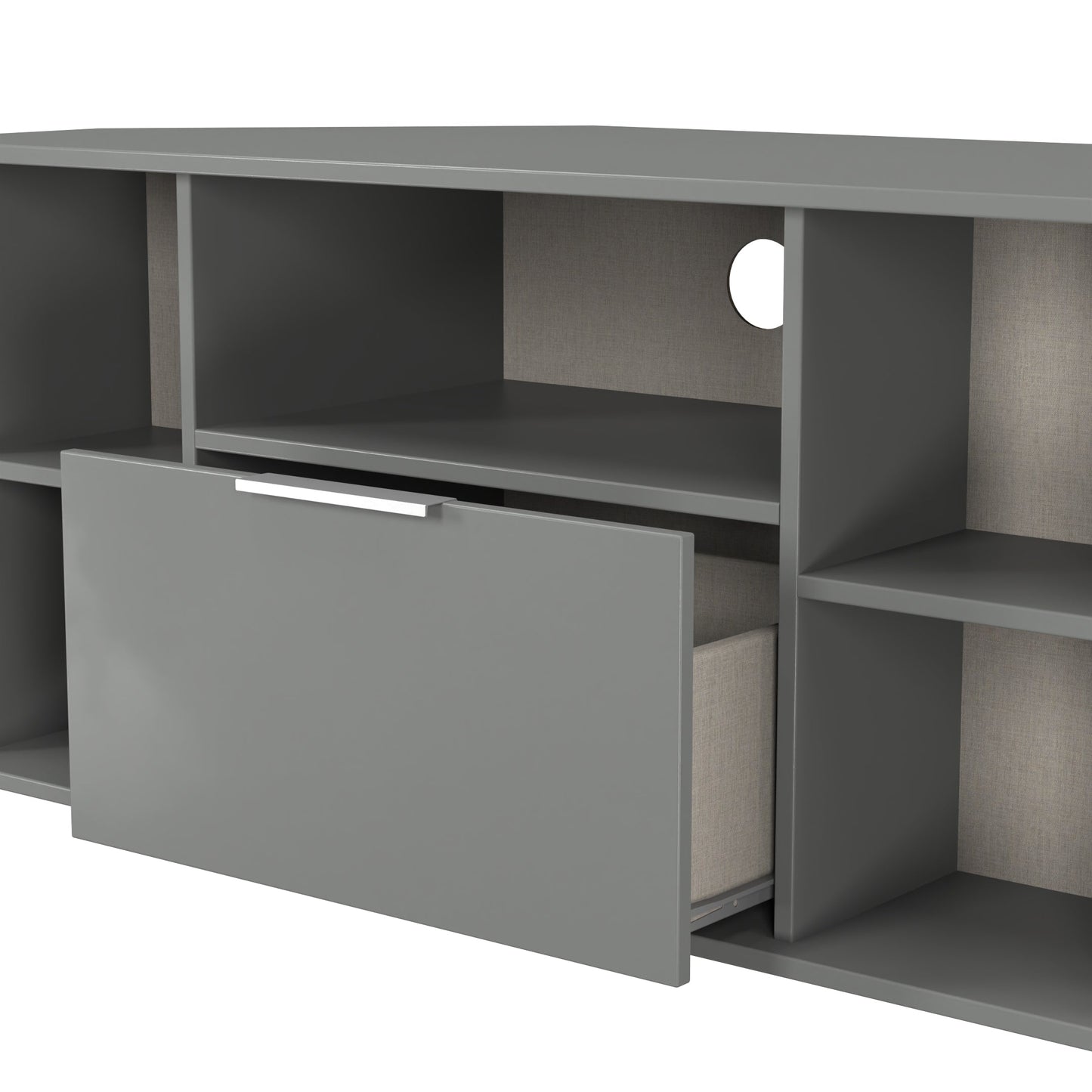 Plymouth Corner Corner TV Unit Grey 5 Shelves 1 Drawer 110cm