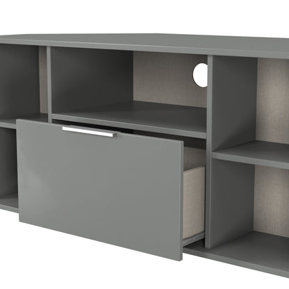 Plymouth Corner Corner TV Unit Grey 5 Shelves 1 Drawer 110cm