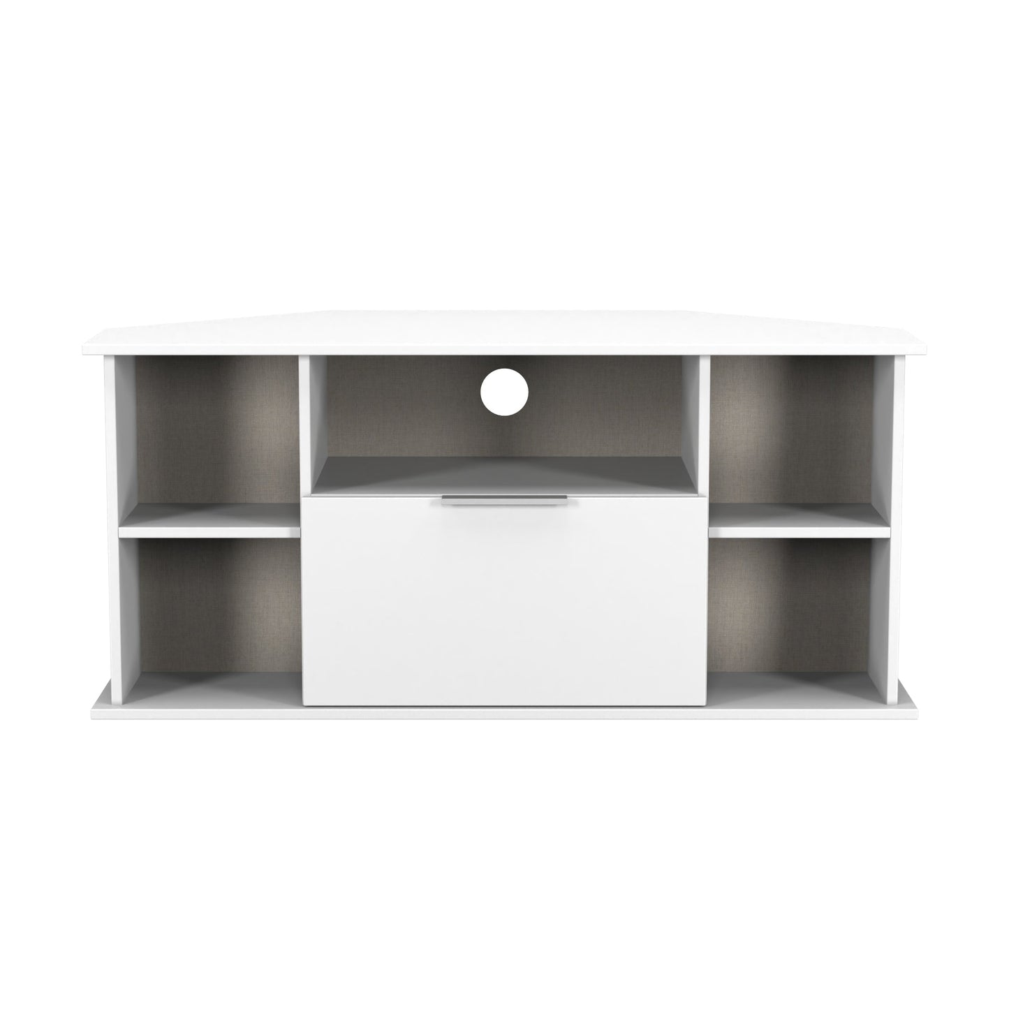 Plymouth Corner Corner TV Unit White 5 Shelves 1 Drawer 110cm