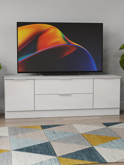 Plymouth TV Unit White 2 Drawers 2 Doors 144cm