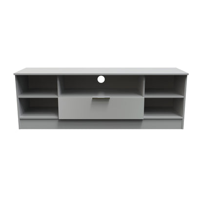 Plymouth TV Unit Grey 5 Shelves 1 Drawer 144cm