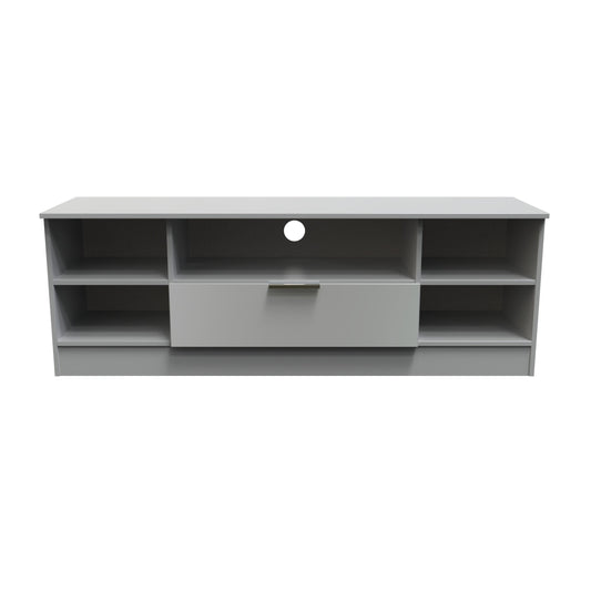 Plymouth TV Unit Grey 5 Shelves 1 Drawer 144cm