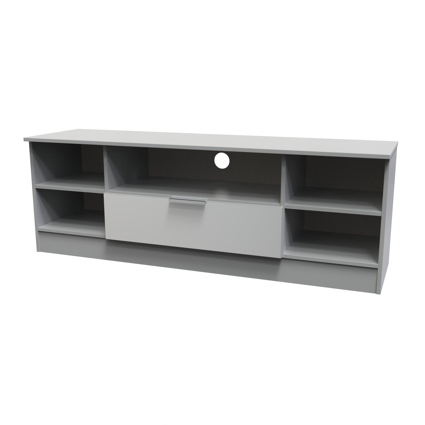 Plymouth TV Unit Grey 5 Shelves 1 Drawer 144cm