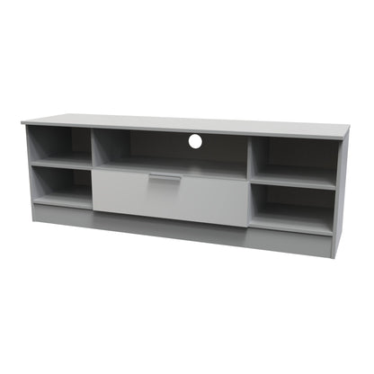 Plymouth TV Unit Grey 5 Shelves 1 Drawer 144cm