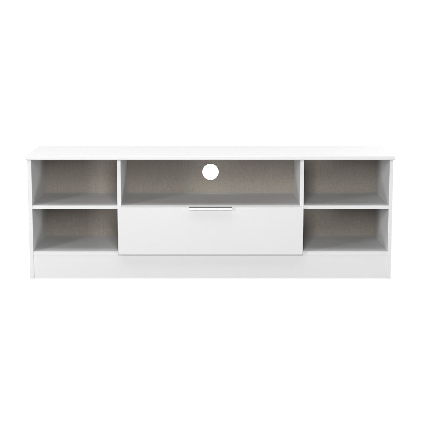 Plymouth TV Unit White 5 Shelves 1 Drawer 144cm