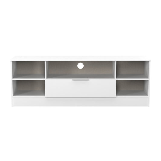 Plymouth TV Unit White 5 Shelves 1 Drawer 144cm