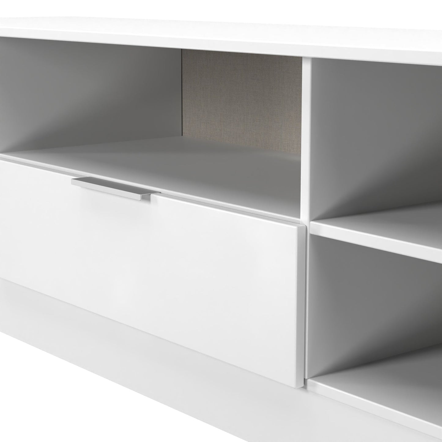 Plymouth TV Unit White 5 Shelves 1 Drawer 144cm