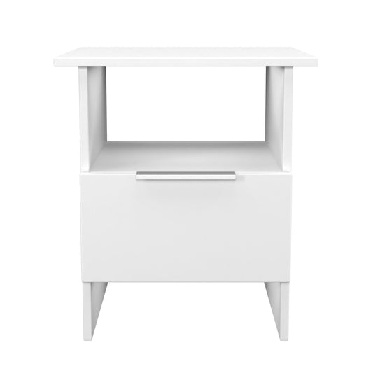 Plymouth Side Table White 1 Shelf 1 Drawer 44cm