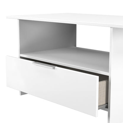 Plymouth Coffee Table White 1 Shelf 1 Drawer 93cm
