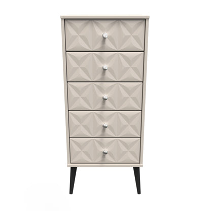 Pixel Tall Tallboy Off-white 5 Drawers 45cm