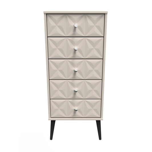Pixel Tall Tallboy Off-white 5 Drawers 45cm