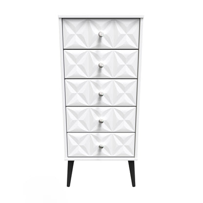 Pixel Tall Tallboy White 5 Drawers 45cm