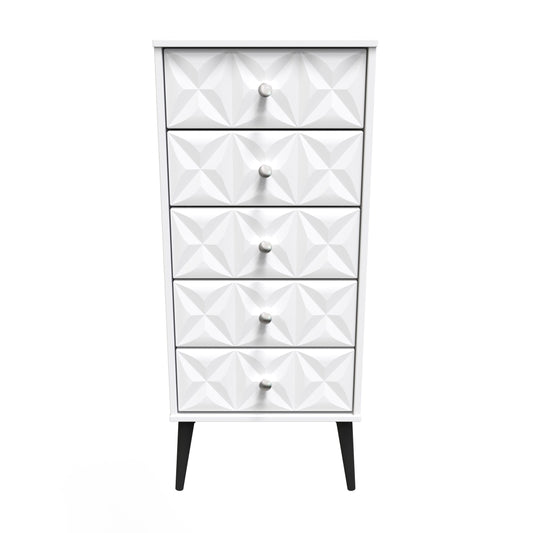 Pixel Tall Tallboy White 5 Drawers 45cm