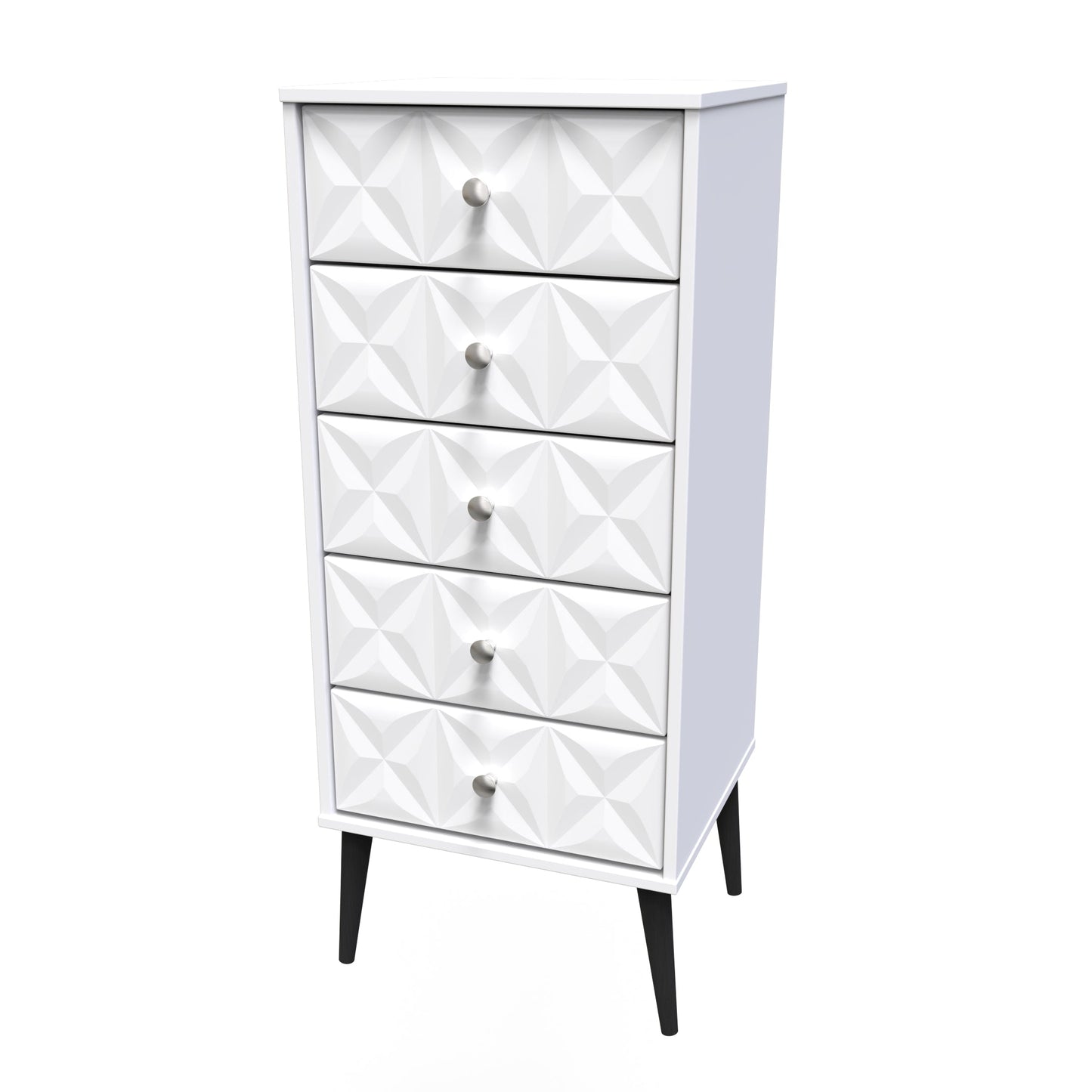 Pixel Tall Tallboy White 5 Drawers 45cm