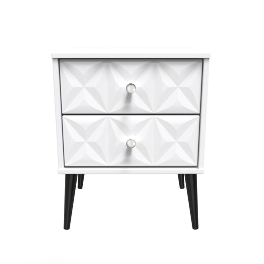 Pixel Bedside Table White 2 Drawers 45cm