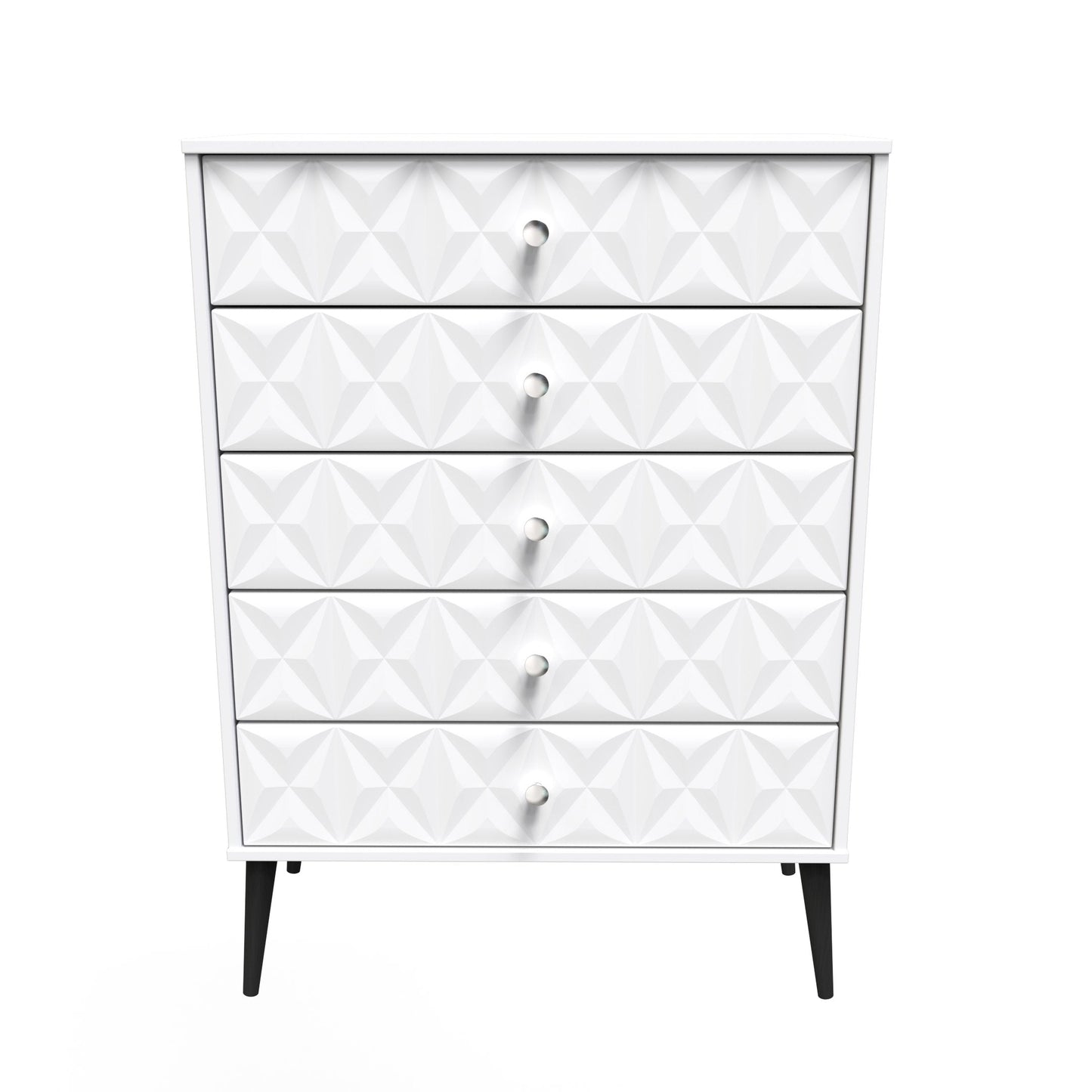 Pixel Tall Chest of Drawers White 5 Drawers 77cm