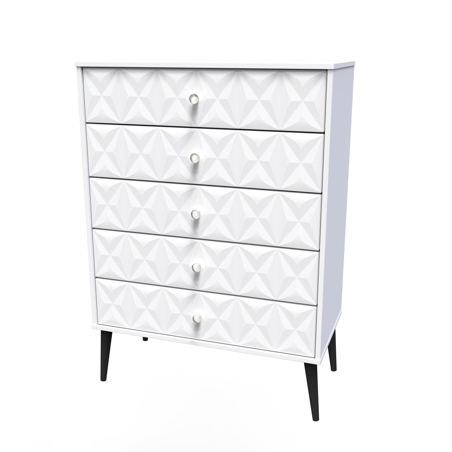 Pixel Tall Chest of Drawers White 5 Drawers 77cm