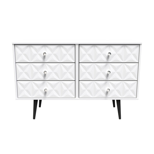 Pixel Large Chest of Drawers White 6 Drawers 115cm