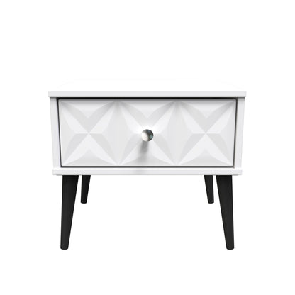 Pixel Bedside Table White 1 Drawer 45cm