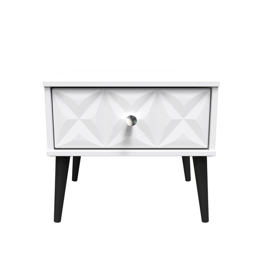 Pixel Bedside Table White 1 Drawer 45cm