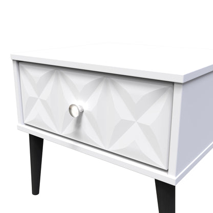Pixel Bedside Table White 1 Drawer 45cm