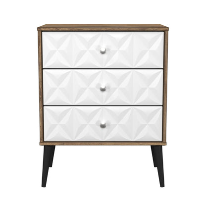 Pixel Chest of Drawers White & Vintage Oak 3 Drawers 58cm