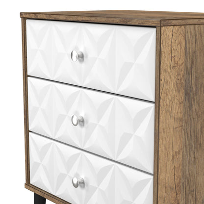 Pixel Chest of Drawers White & Vintage Oak 3 Drawers 58cm