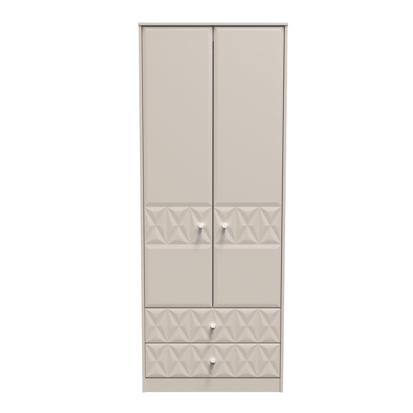 Pixel Tall Wardrobe Off-white 2 Doors 2 Drawers 77cm